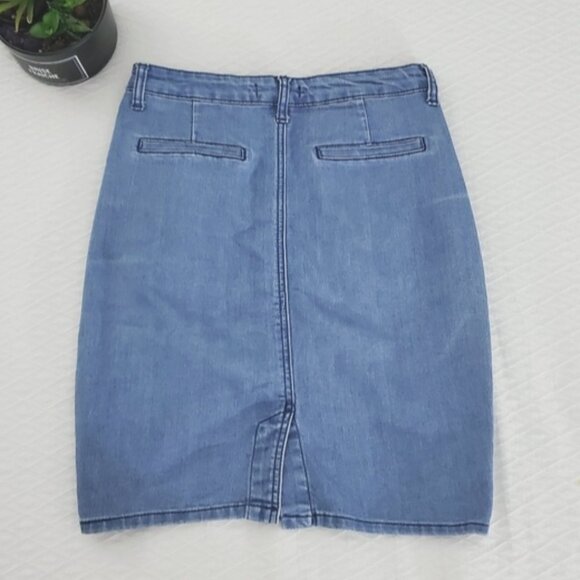 Cotton Denim Pencil Skirt - Picture 1 of 7